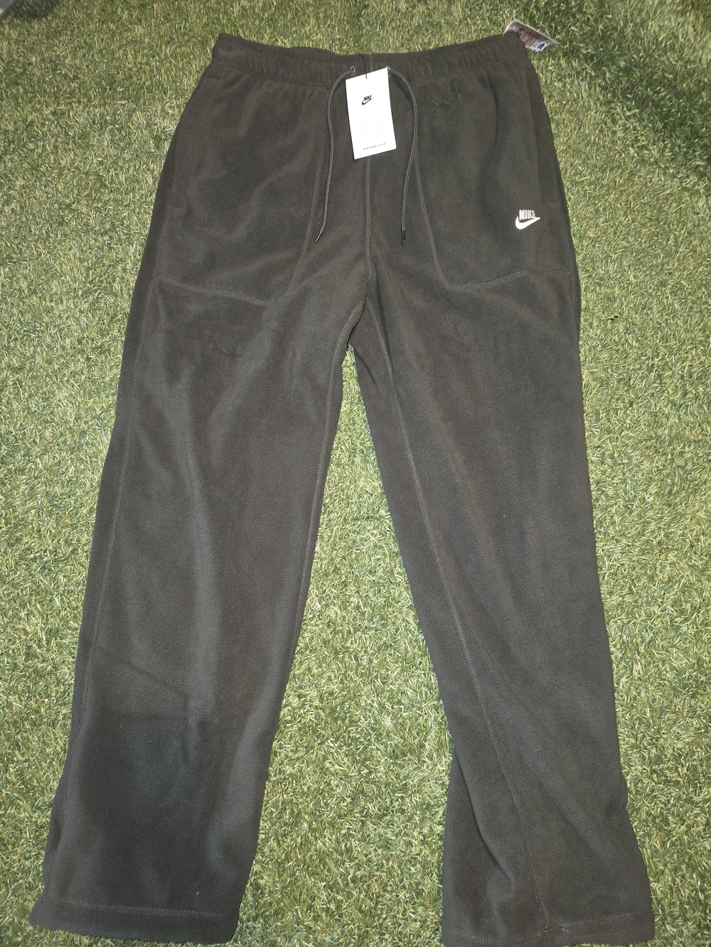 Nike Mens Green Fleece Joggers with White Logo Sz M
